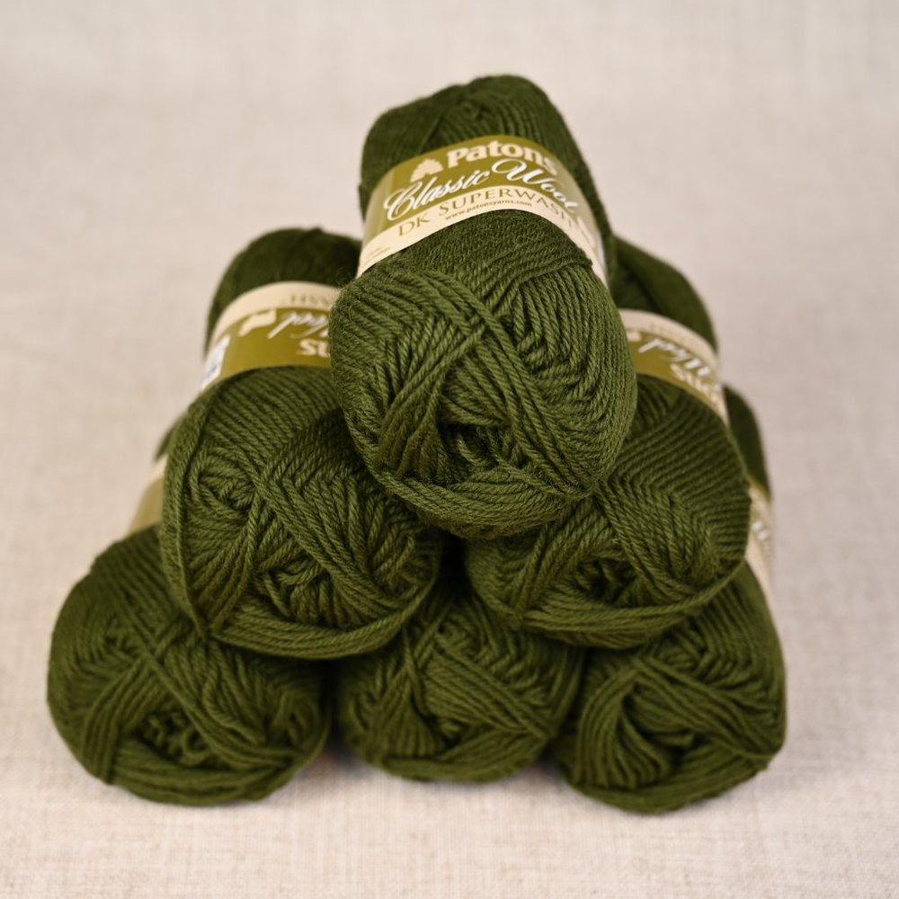 Classic Wool DK Superwash yarn Colour Green-6 Skeins